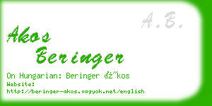 akos beringer business card
